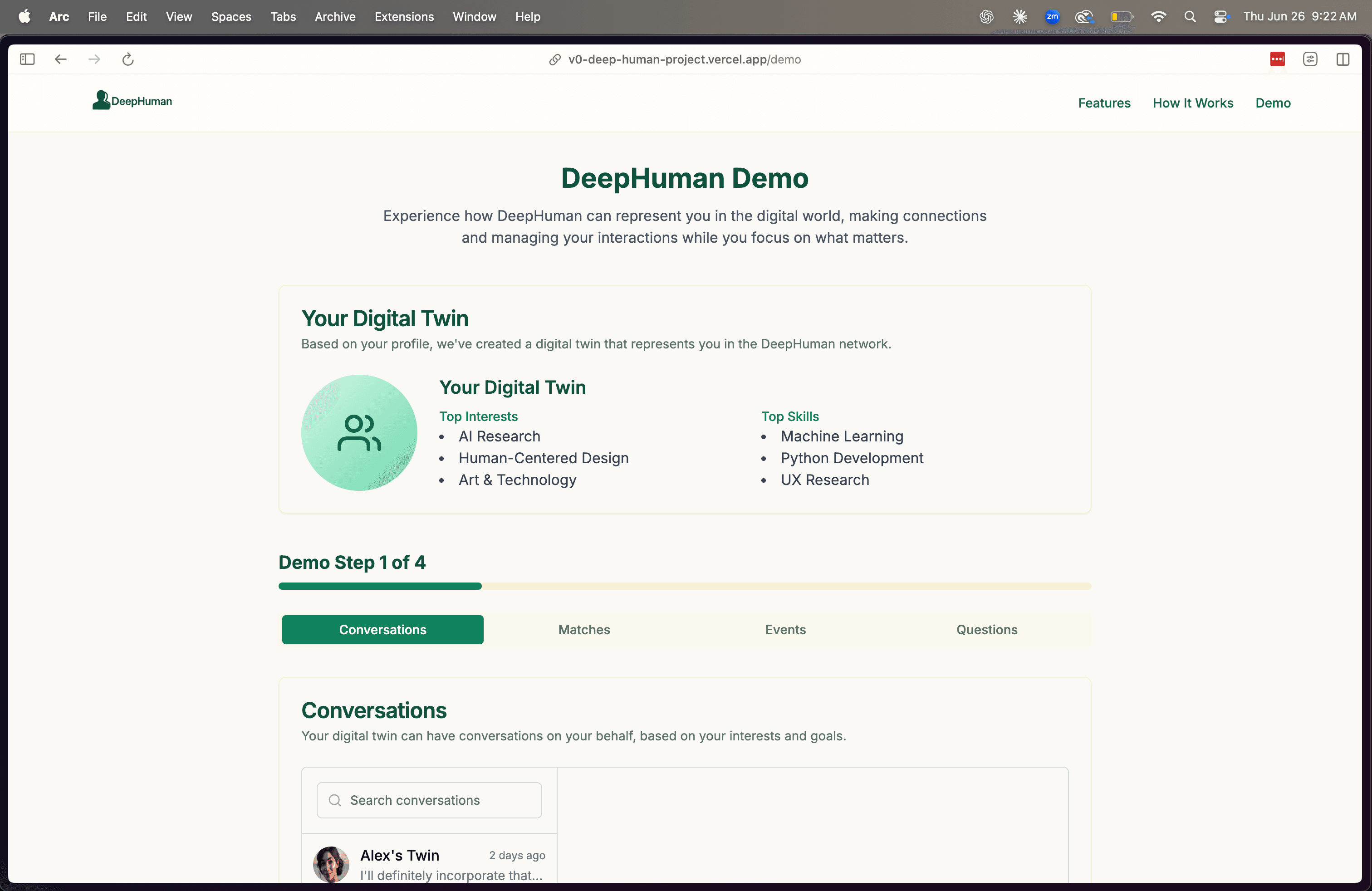 Deep Human Demo Interface